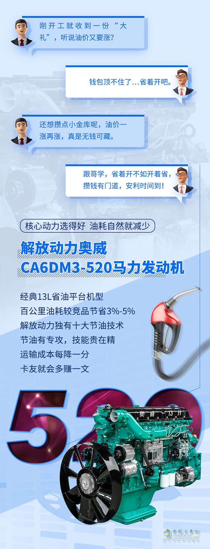 解放动力,奥威CA6DM3,发动机