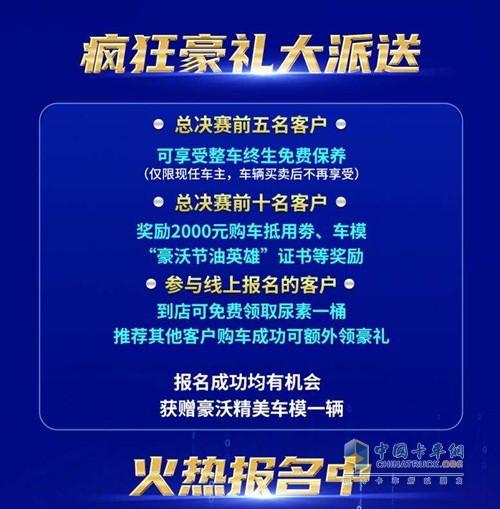 2022年豪沃载货车全国节油总决赛正式开启报名