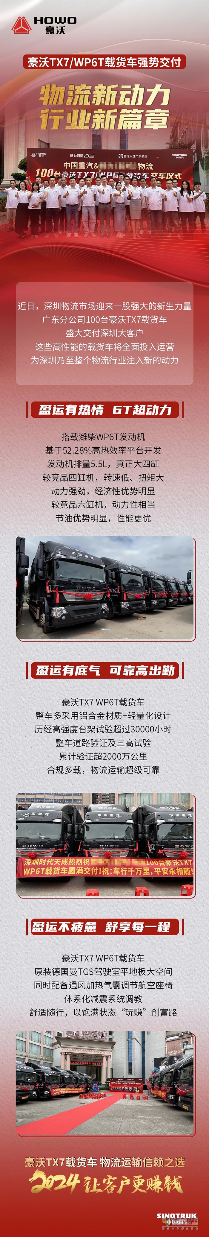 豪沃TX7/WP6T载货车强势交付，物流新动力，行业新篇章！